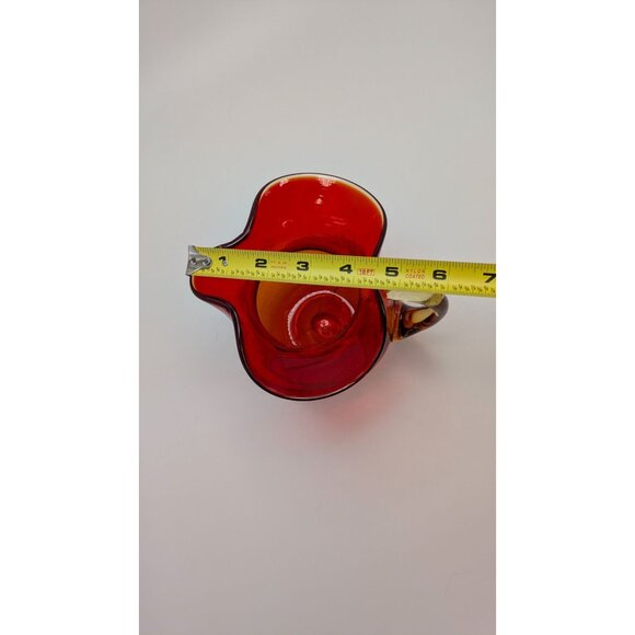 Rainbow Glass Hand Blown Amberina Creamer Pitcher Crackle Vintage Collectible - Picture 13 of 16